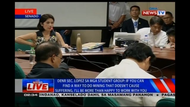 Excerpt from the confirmation hearing of DENR Sec. Gina Lopez